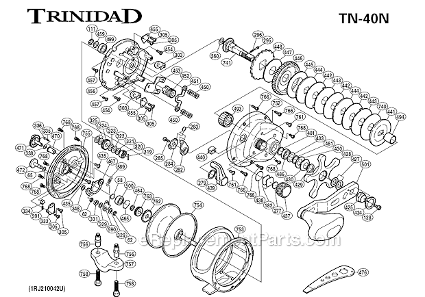 Page A Diagram and Parts List for TN-40N  Shimano Conventional Reels