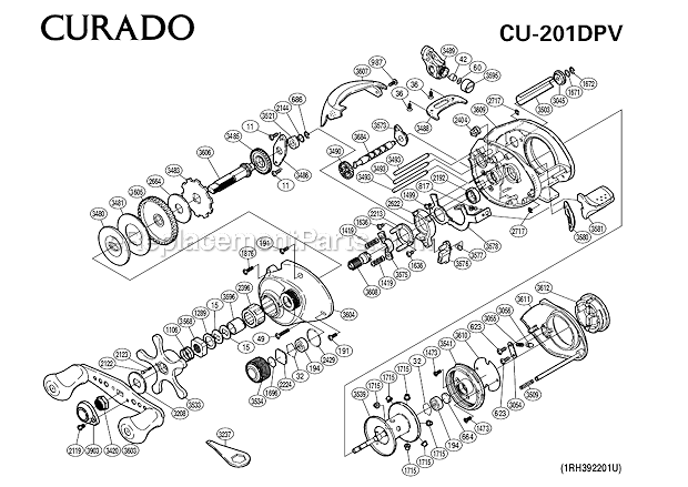 Page A Diagram and Parts List for CU-201DPV  Shimano Baitcast Reels