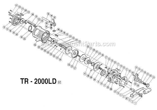 Page A Diagram and Parts List for TR2000LD  Shimano Conventional Reels
