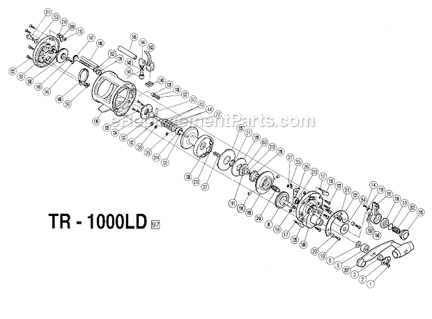 Page A Diagram and Parts List for TR1000LD  Shimano Conventional Reels