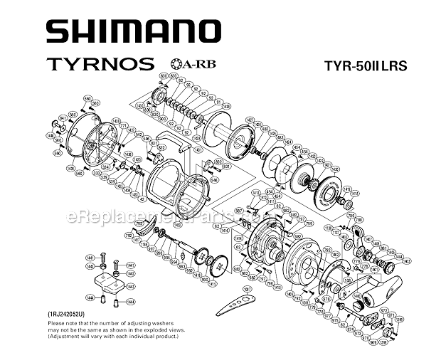 Page A Diagram and Parts List for TYR50IILRS  Shimano Conventional Reels
