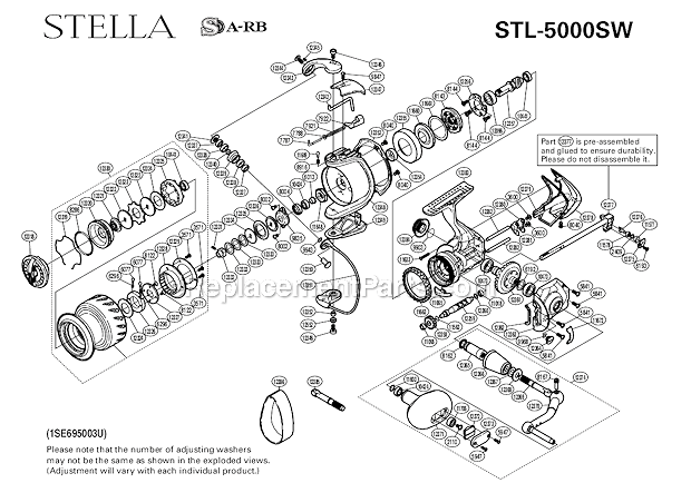 Page A Diagram and Parts List for STL-5000SW  Shimano Spinning Reels