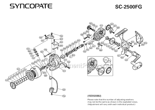 Page A Diagram and Parts List for SC-2500FG  Shimano Spinning Reels