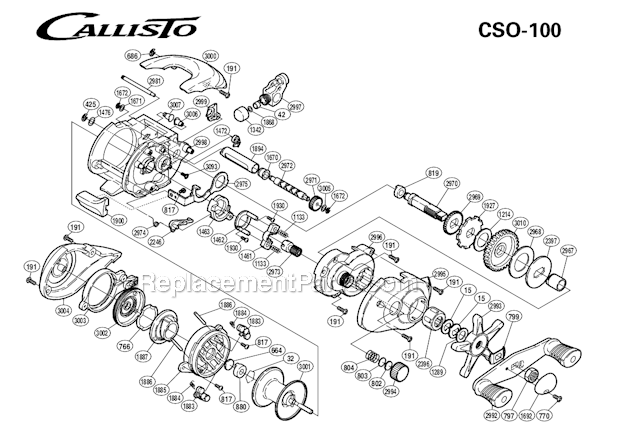 Page A Diagram and Parts List for CSO-100  Shimano Baitcast Reels