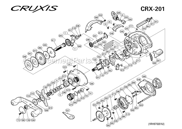 Page A Diagram and Parts List for CRX-201  Shimano Baitcast Reels