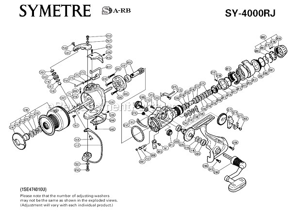 Page A Diagram and Parts List for SY-4000RJ  Shimano Spinning Reels