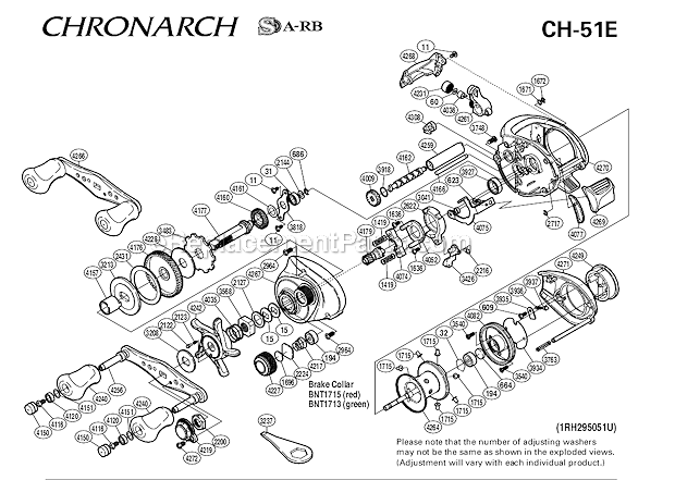 Page A Diagram and Parts List for CH-51E  Shimano Baitcast Reels