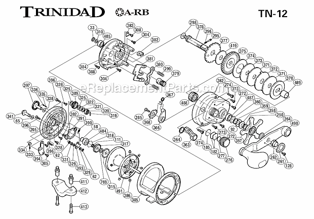 Page A Diagram and Parts List for TN-12  Shimano Conventional Reels