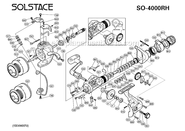 Page A Diagram and Parts List for SO4000RH  Shimano Spinning Reels