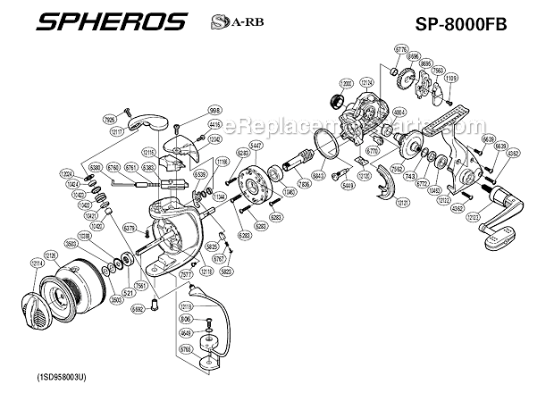 Page A Diagram and Parts List for SP-8000FB  Shimano Spinning Reels