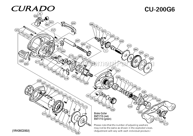 Page A Diagram and Parts List for CU-200G6  Shimano Baitcast Reels