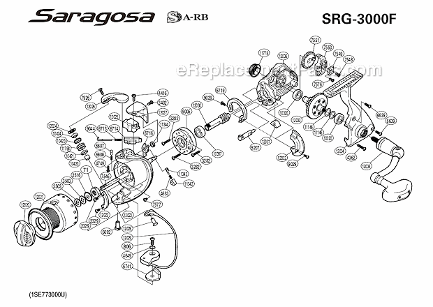 Page A Diagram and Parts List for SRG-3000F  Shimano Spinning Reels