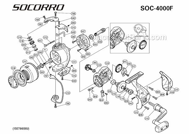 Page A Diagram and Parts List for SOC-4000F  Shimano Spinning Reels