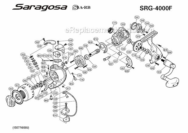Page A Diagram and Parts List for SRG-4000F  Shimano Spinning Reels