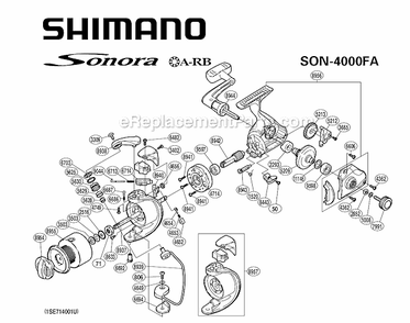Page A Diagram and Parts List for SON4000FA  Shimano Spinning Reels
