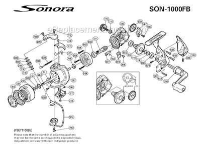 Page A Diagram and Parts List for SON-1000FB  Shimano Spinning Reels