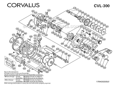 Page A Diagram and Parts List for CVL-300  Shimano Baitcast Reels
