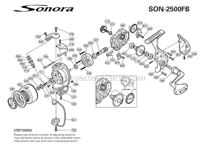 Page A Diagram and Parts List for SON-2500FB  Shimano Spinning Reels