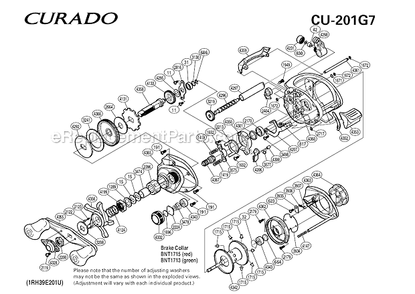 Page A Diagram and Parts List for CU-201G7  Shimano Baitcast Reels