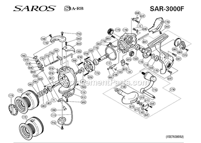 Page A Diagram and Parts List for SAR-3000F  Shimano Spinning Reels
