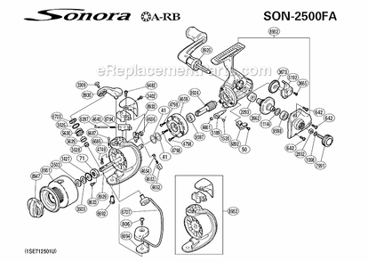 Page A Diagram and Parts List for SON-2500FA  Shimano Spinning Reels