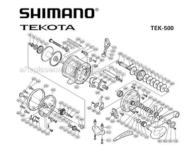 Page A Diagram and Parts List for TEK500  Shimano Conventional Reels