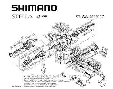 Part Location Diagram of 10HLK Shimano Handle Assembly