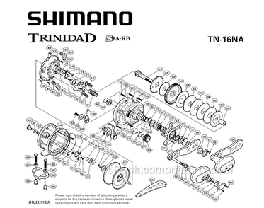 Page A Diagram and Parts List for TN16NA  Shimano Conventional Reels