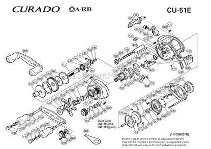 Page A Diagram and Parts List for CU-51E  Shimano Baitcast Reels