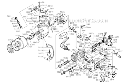Page A Diagram and Parts List for TU16000F  Shimano Spinning Reels