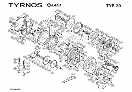 Part Location Diagram of 10AEK Shimano Spool Shaft
