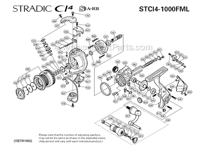Page A Diagram and Parts List for STCI4-1000FML  Shimano Spinning Reels