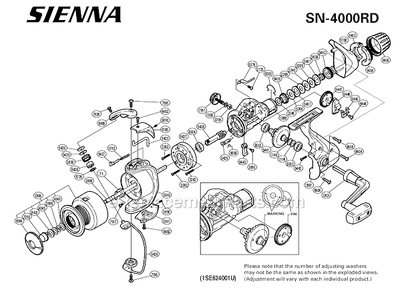Page A Diagram and Parts List for SN-4000RD  Shimano Spinning Reels