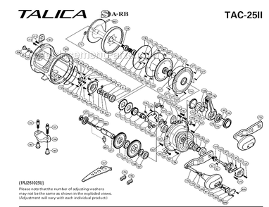 Page A Diagram and Parts List for TAC-25II  Shimano Conventional Reels