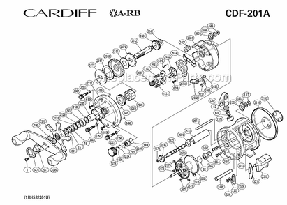 Page A Diagram and Parts List for CDF201A  Shimano Baitcast Reels