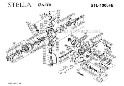 Part Location Diagram of 107RB Shimano LINE ROLLER BUSHING