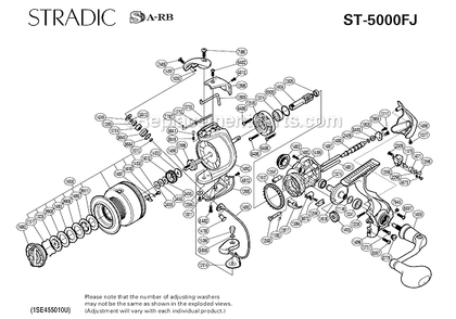Page A Diagram and Parts List for ST-5000FJ  Shimano Spinning Reels