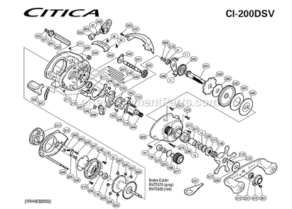 Page A Diagram and Parts List for CI200DSV  Shimano Baitcast Reels