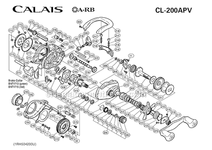 Page A Diagram and Parts List for CL200APV  Shimano Baitcast Reels
