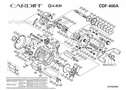 Page A Diagram and Parts List for CDF400A  Shimano Baitcast Reels