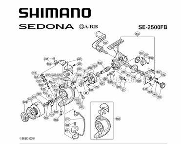 Page A Diagram and Parts List for SE2500FB  Shimano Spinning Reels