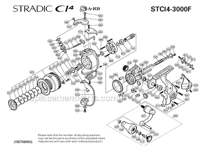Page A Diagram and Parts List for STCI4-3000F  Shimano Spinning Reels