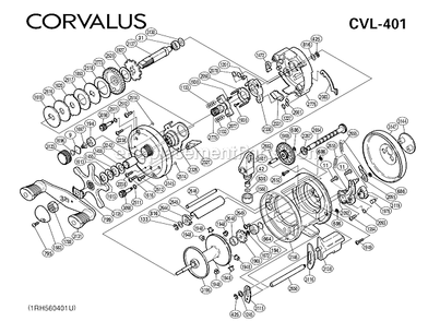 Page A Diagram and Parts List for CVL401  Shimano Baitcast Reels