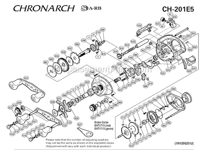 Page A Diagram and Parts List for CH-201E5  Shimano Baitcast Reels