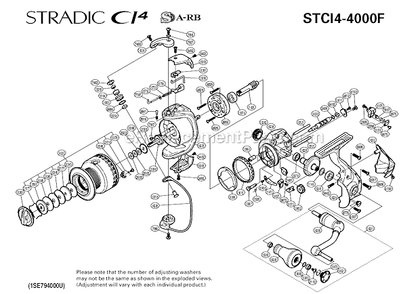 Page A Diagram and Parts List for STCI4-4000F  Shimano Spinning Reels