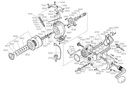 Part Location Diagram of RD8218 Shimano Bail Spring Guide A