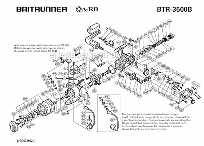 Part Location Diagram of 10BXK Shimano Spool Washer
