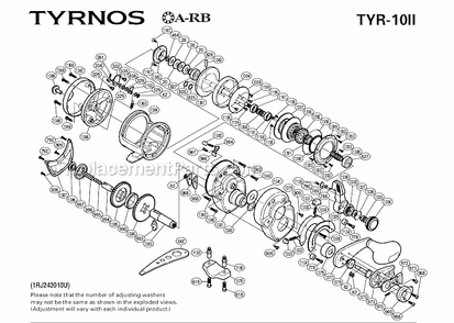 Page A Diagram and Parts List for TYR-10II  Shimano Conventional Reels