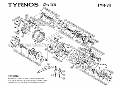 Page A Diagram and Parts List for TYR-8II  Shimano Conventional Reels