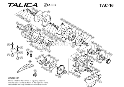 Page A Diagram and Parts List for TAC-16  Shimano Conventional Reels